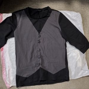 Stylish stretchy top, tuxedo style design